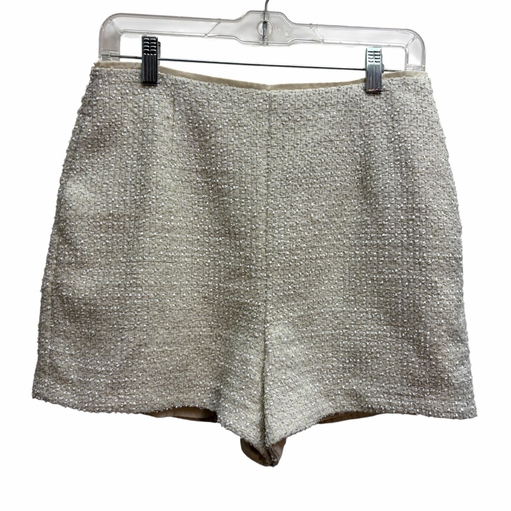 Love Bonito Cream Textured Tweed High Waist Bouclé Shorts
